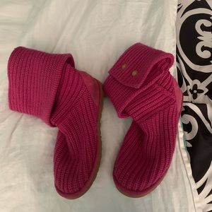 UGG Pink Knit Winter Boots